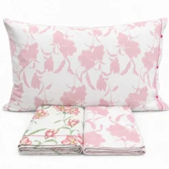 Completo Lenzuola magnolia rosa piazza e mezzo