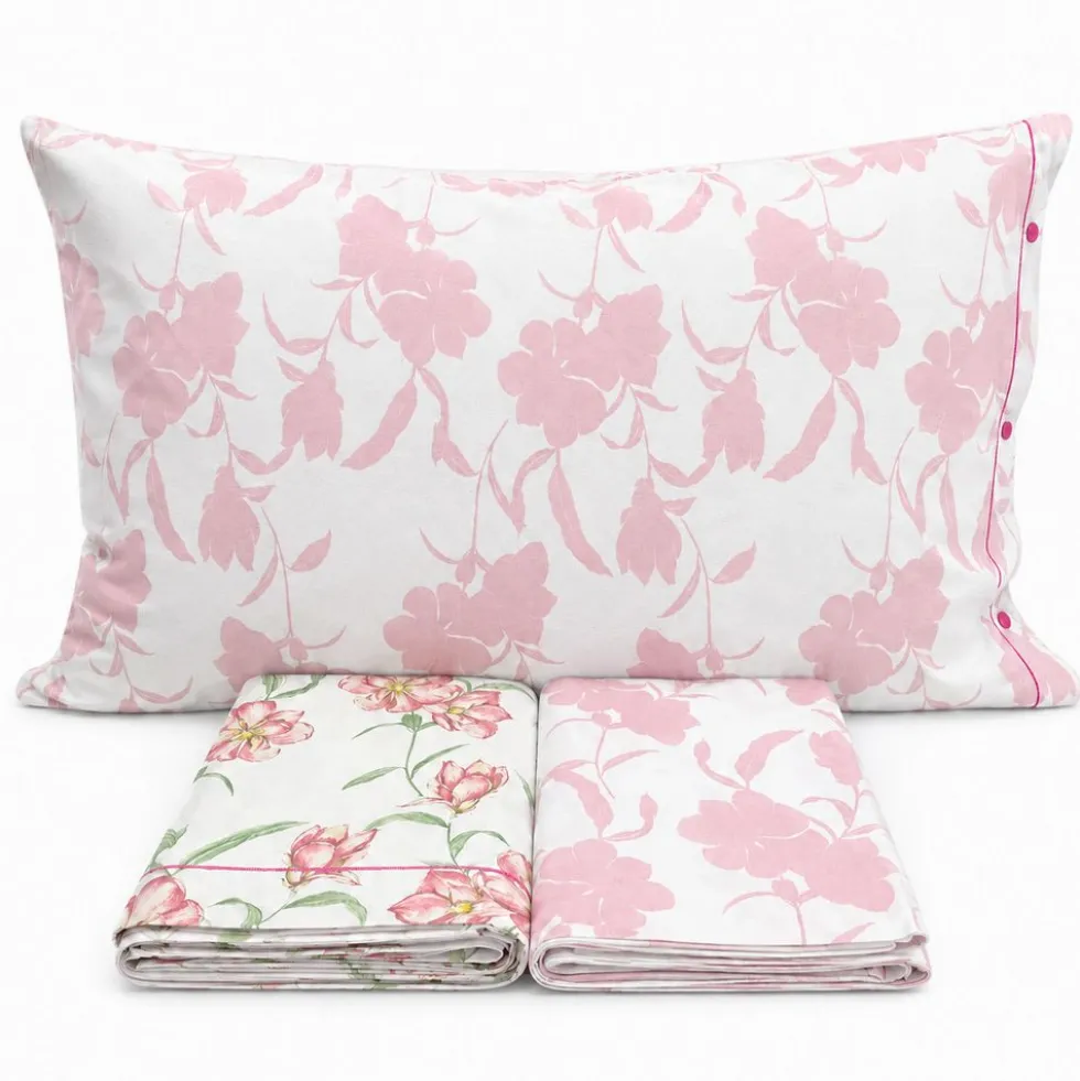 Completo Lenzuola magnolia rosa piazza e mezzo
