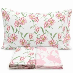 Completo Lenzuola magnolia rosa piazza e mezzo