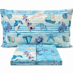Completo Lenzuola Mare Azzurro Piazza e mezzo