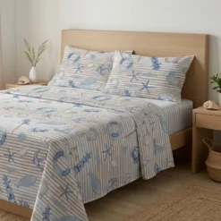 Completo Lenzuola Mare Beige Piazza e mezzo