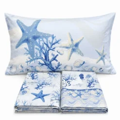 Completo Lenzuola Marina Corallo Azzurro Singolo