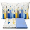 Completo Lenzuola Matite azzurre Matrimoniale