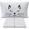 Completo Lenzuola Miao quadretti grigi Singolo