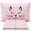 Completo Lenzuola Miao quadretti rosa Matrimoniale