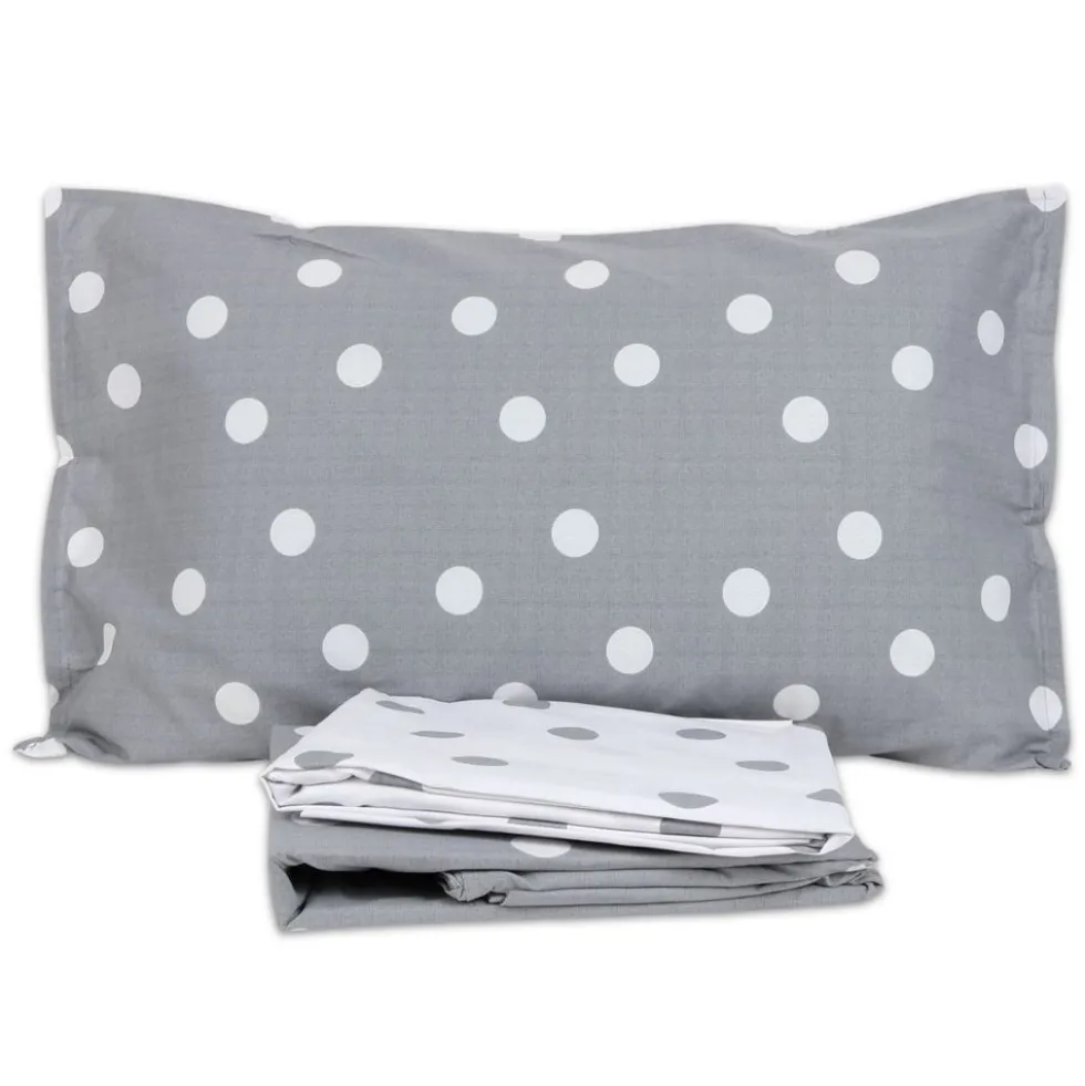 Completo Lenzuola Milk Pois Grigio Matrimoniale