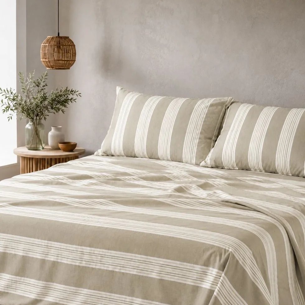 Completo Lenzuola Millerighe beige singolo