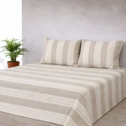 Completo Lenzuola Millerighe beige matrimoniale