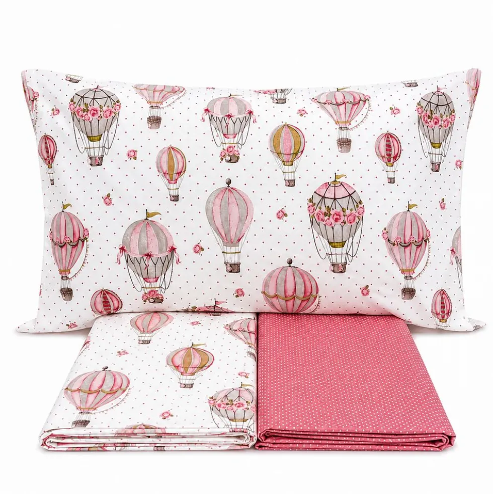 Completo Lenzuola Mongolfiere rosa singolo