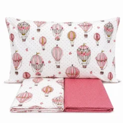 Completo Lenzuola Mongolfiere rosa piazza e mezzo
