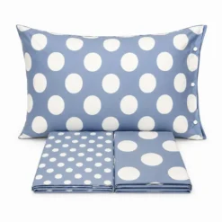 Completo Lenzuola Moon pois azzurro piazza e mezzo