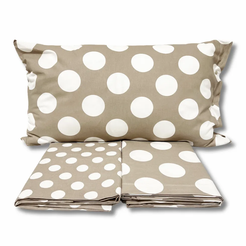 Completo Lenzuola Moon pois tortora singolo