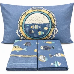 Completo Lenzuola Oceano Blu Matrimoniale