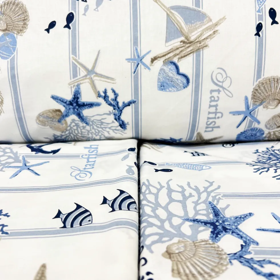 Completo Lenzuola Oceano rigato blu bianco Singolo
