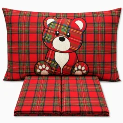 Completo Lenzuola Orsetto Kilt Rosso Singolo