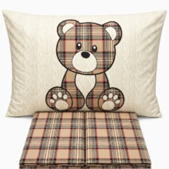 Completo Lenzuola Orsetto Kilt Tortora Piazza e mezzo