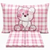 Completo Lenzuola Orsetto tartan Rosa Matrimoniale