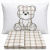 Completo Lenzuola Orsetto tartan Tortora Matrimoniale