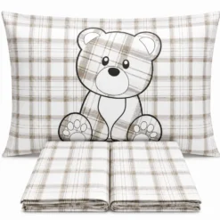 Completo Lenzuola Orsetto tartan Tortora Matrimoniale