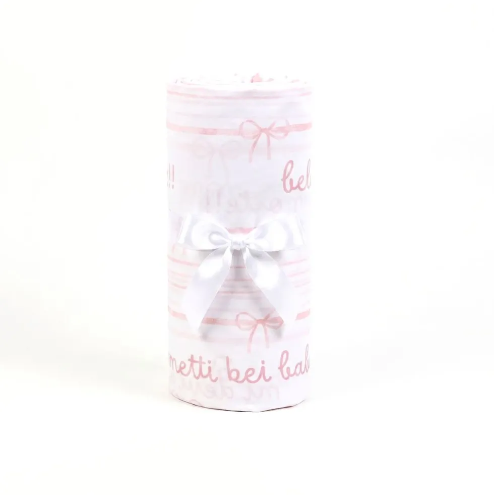 Completo Lenzuola Percalle Fiocco Rosa Matrimoniale