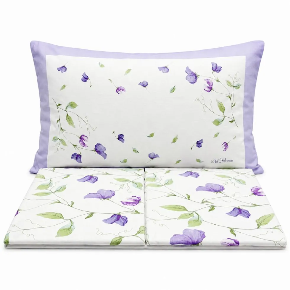 Completo Lenzuola Percalle Venezia Petali Viola matrimoniale