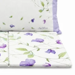 Completo Lenzuola Percalle Venezia Petali Viola matrimoniale
