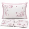 Completo Lenzuola Percalle Venezia Praga Rose Rosa matrimoniale