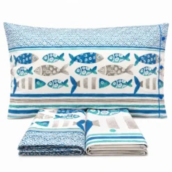 Completo Lenzuola Pesci Azzurri Francese