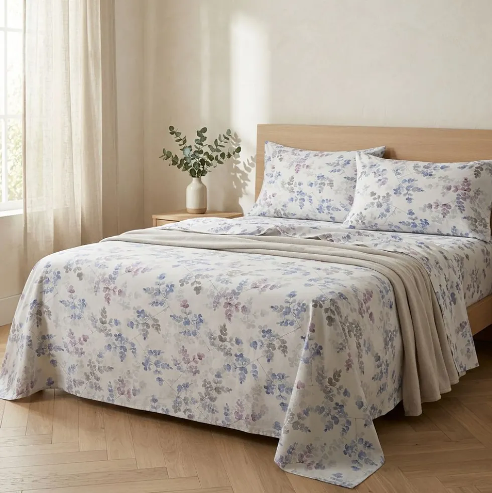 Completo Lenzuola Petalo Azzurro Matrimoniale