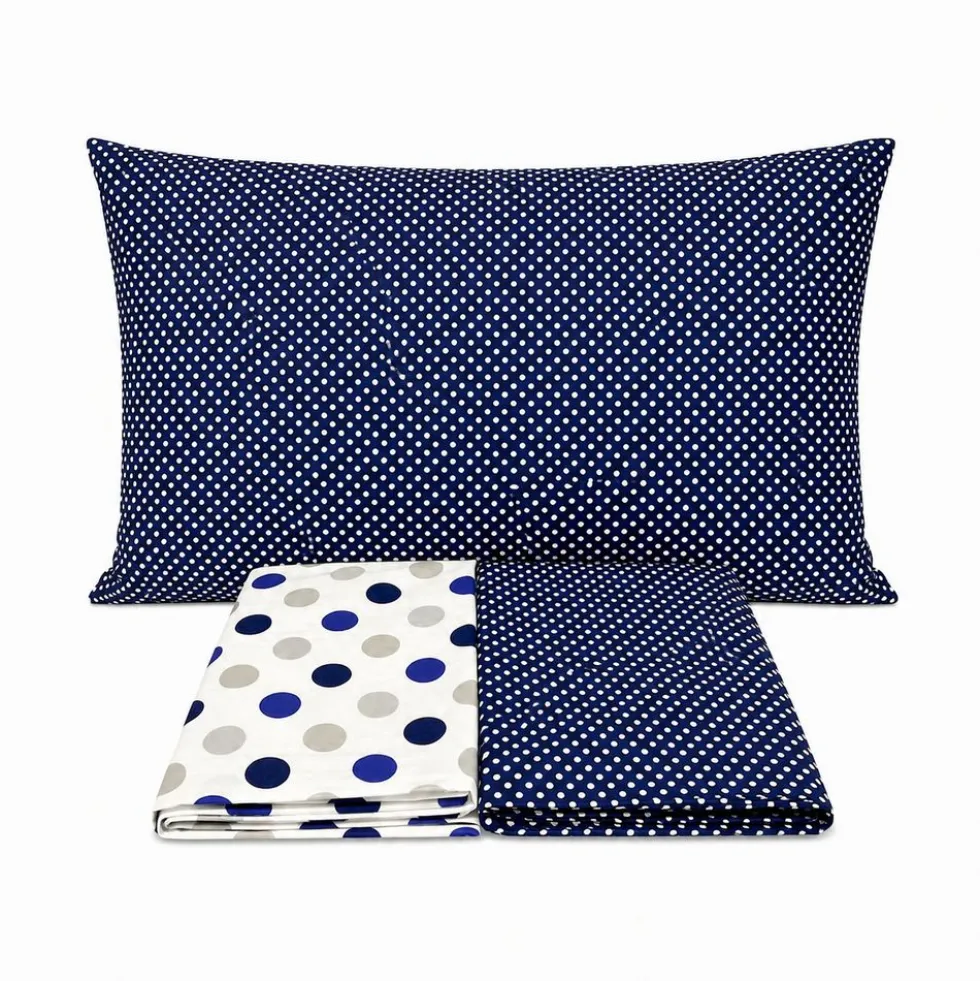 Completo Lenzuola Pois blu matrimoniale