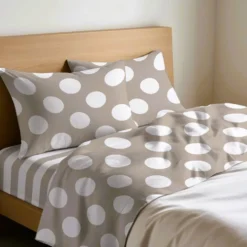 Completo Lenzuola Pois Grosso Beige Francese