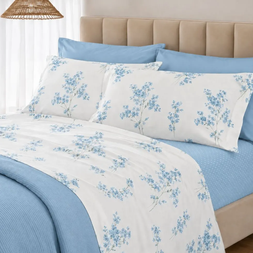 Completo Lenzuola Primavera azzurro Singolo