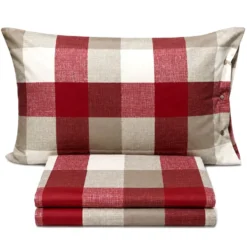 Completo Lenzuola Quadrettone bordeaux Singolo