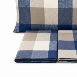 Completo Lenzuola Quadrettone blu Matrimoniale