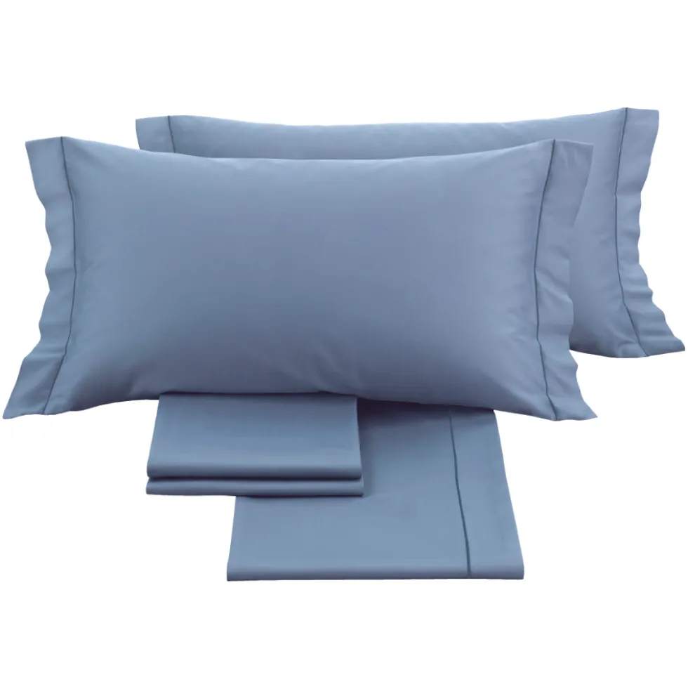 Completo Lenzuola Raso Azzurro niagara matrimoniale