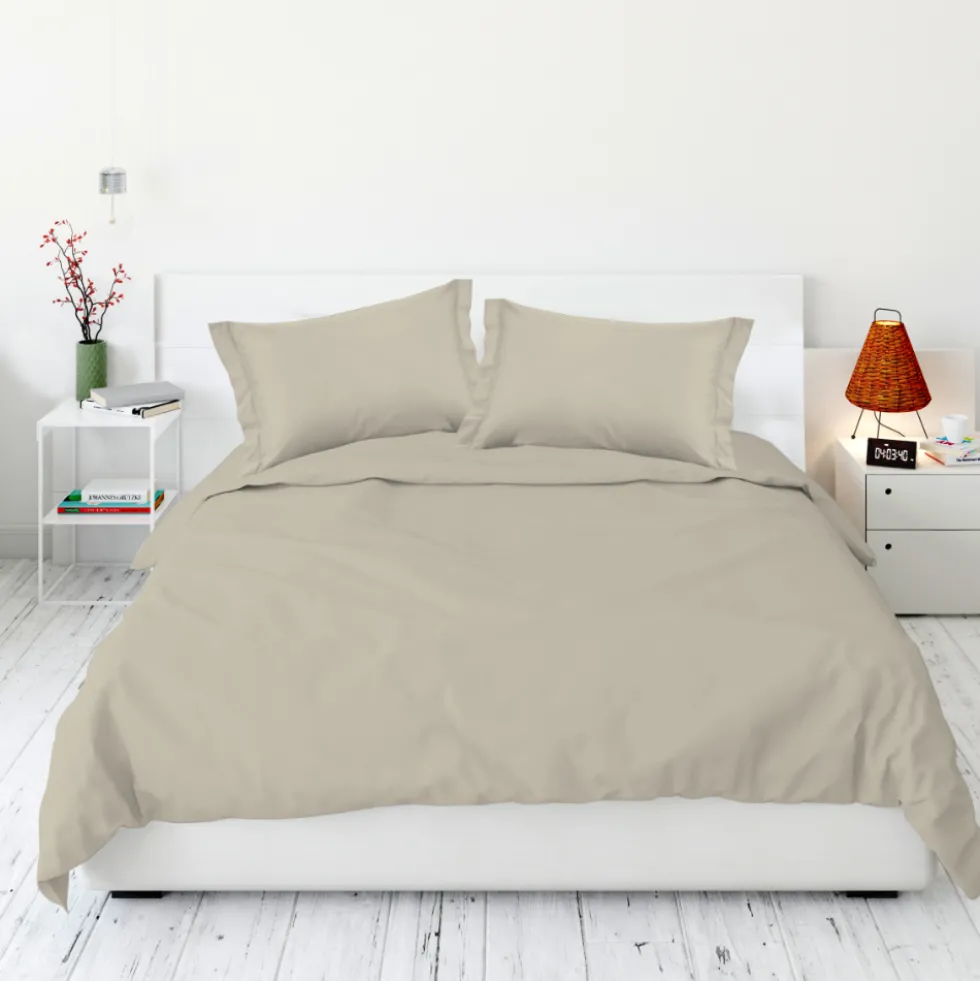 Completo Lenzuola Raso Beige matrimoniale