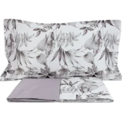 Completo Lenzuola Raso di cotone Blumy Lames Grigio Matrimoniale