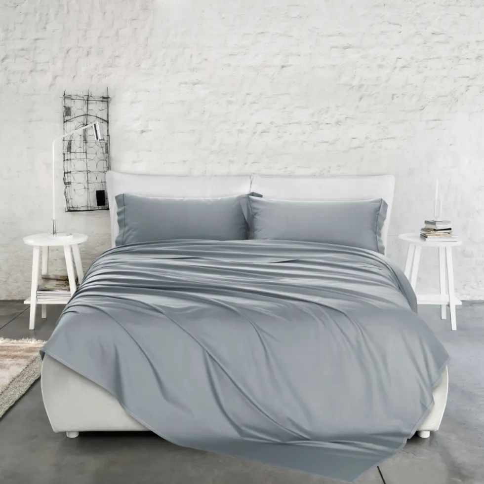 Completo Lenzuola Raso Grigio scuro matrimoniale