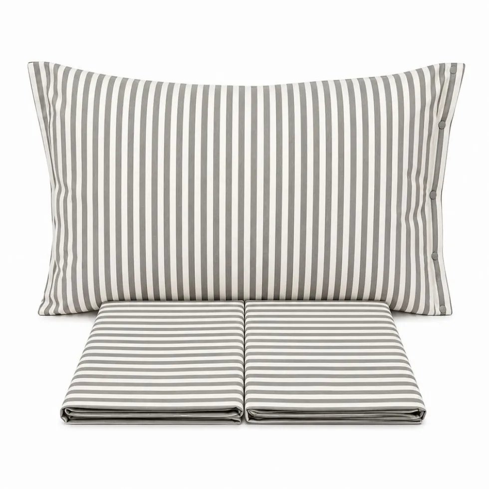 Completo Lenzuola Riga bastoncino grigio singolo