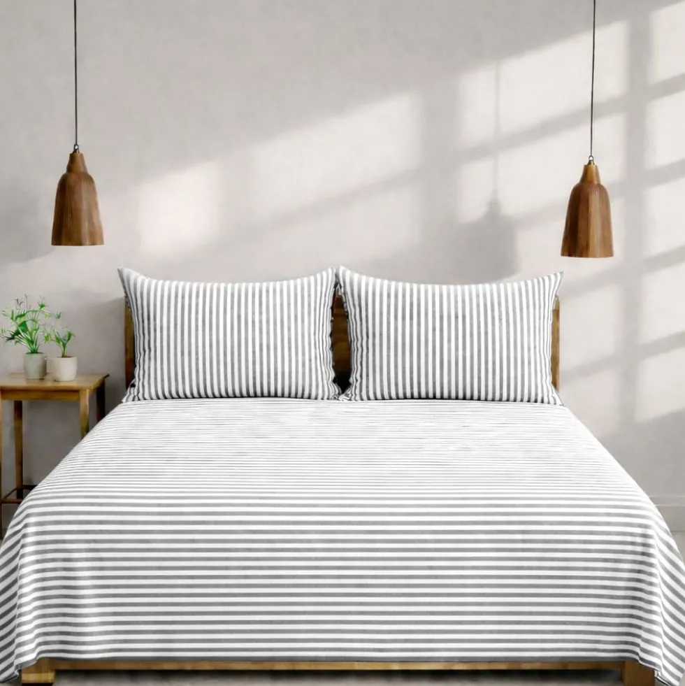 Completo Lenzuola Riga bastoncino grigio singolo