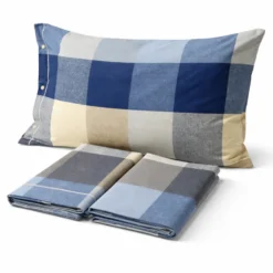 Completo Lenzuola Scotland Blu Piazza e mezzo