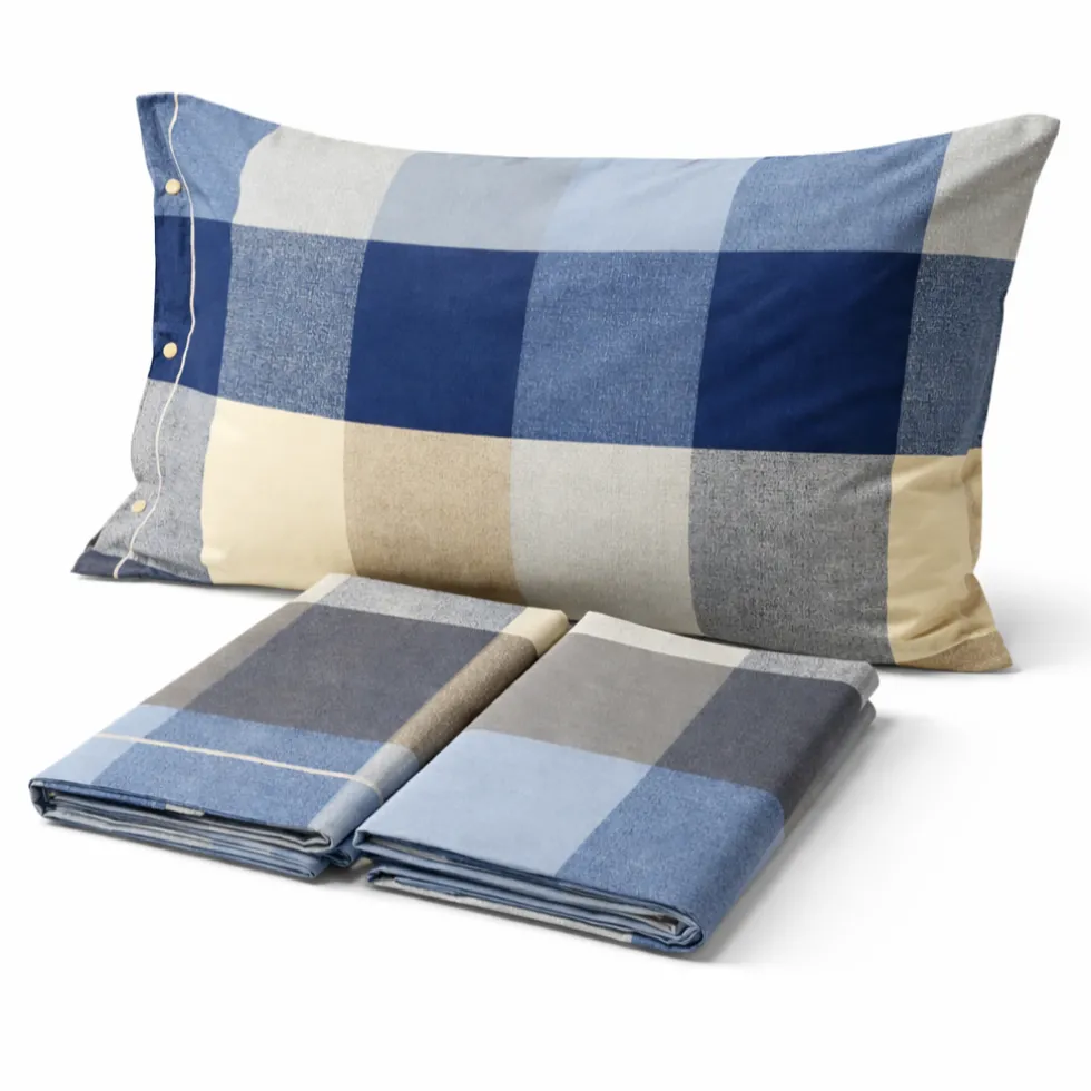Completo Lenzuola Scotland Blu Piazza e mezzo