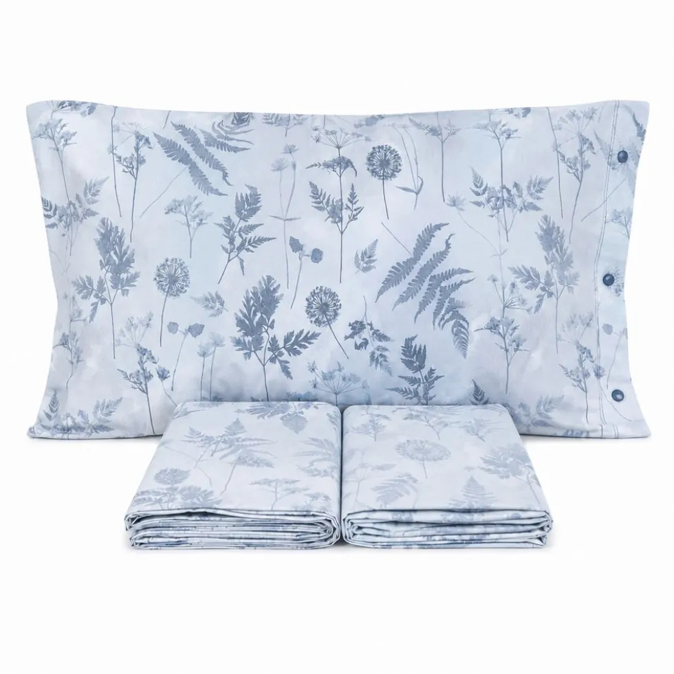 Completo Lenzuola Soffione Azzurro Matrimoniale