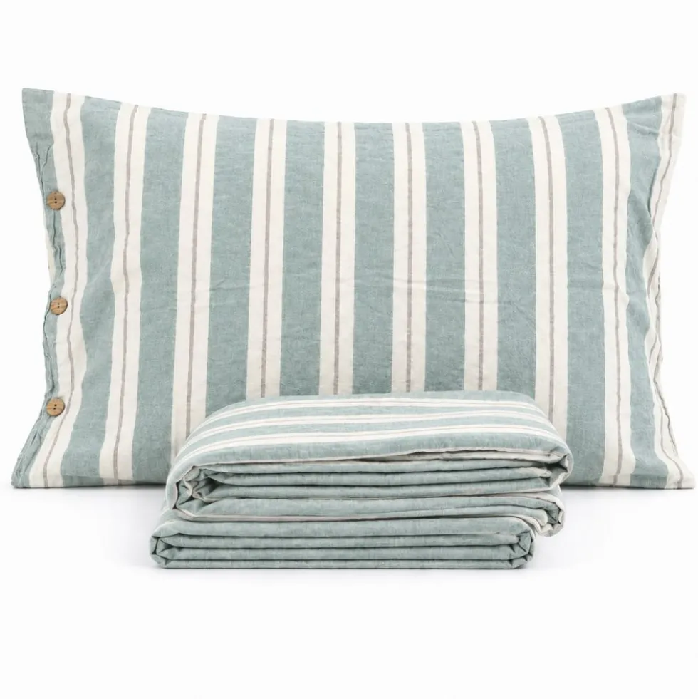 Completo Lenzuola Stone Washed Matilde Verde Matrimoniale DIS. 10