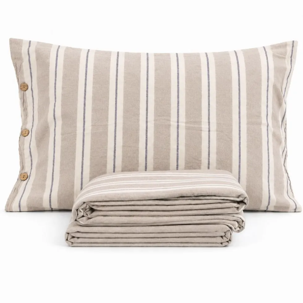 Completo Lenzuola Stone Washed Matilde Naturale Matrimoniale DIS. 10