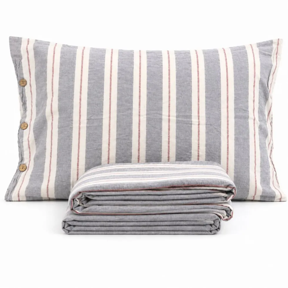 Completo Lenzuola Stone Washed Matilde Grigio Matrimoniale DIS. 10