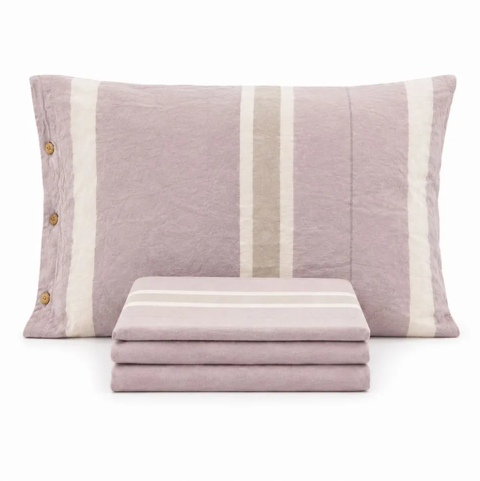 Completo Lenzuola Stone Washed Matilde Rosa Tea Matrimoniale DIS. 80