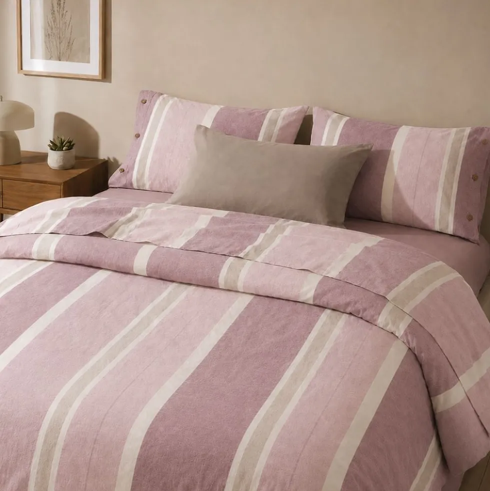 Completo Lenzuola Stone Washed Matilde Rosa Tea Matrimoniale DIS. 80