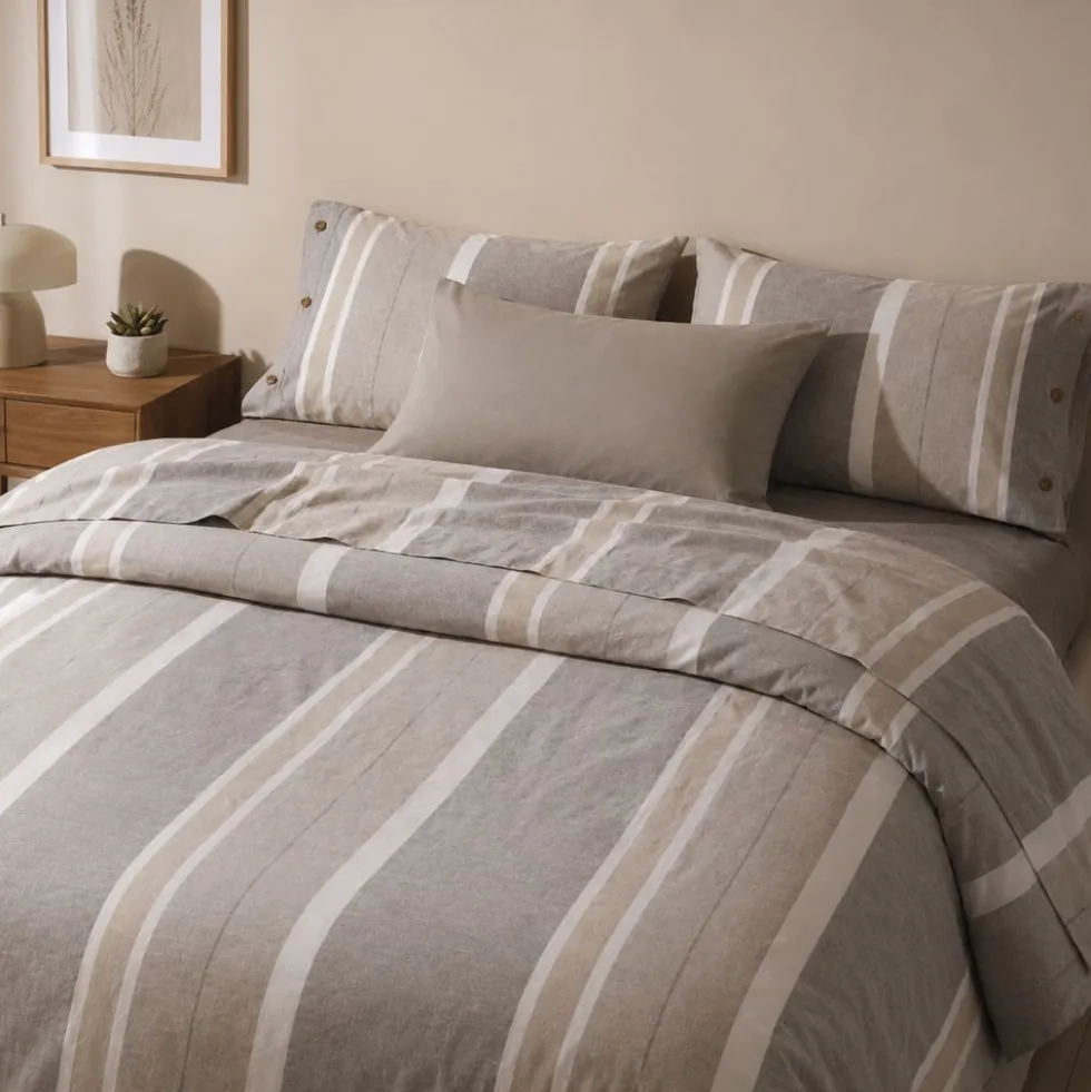 Completo Lenzuola Stone Washed Matilde Sabbia Matrimoniale DIS. 80