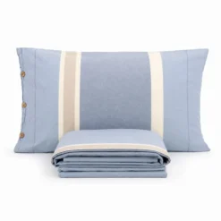 Completo Lenzuola Stone Washed Matilde Blu MatrimonialeDIS. 80